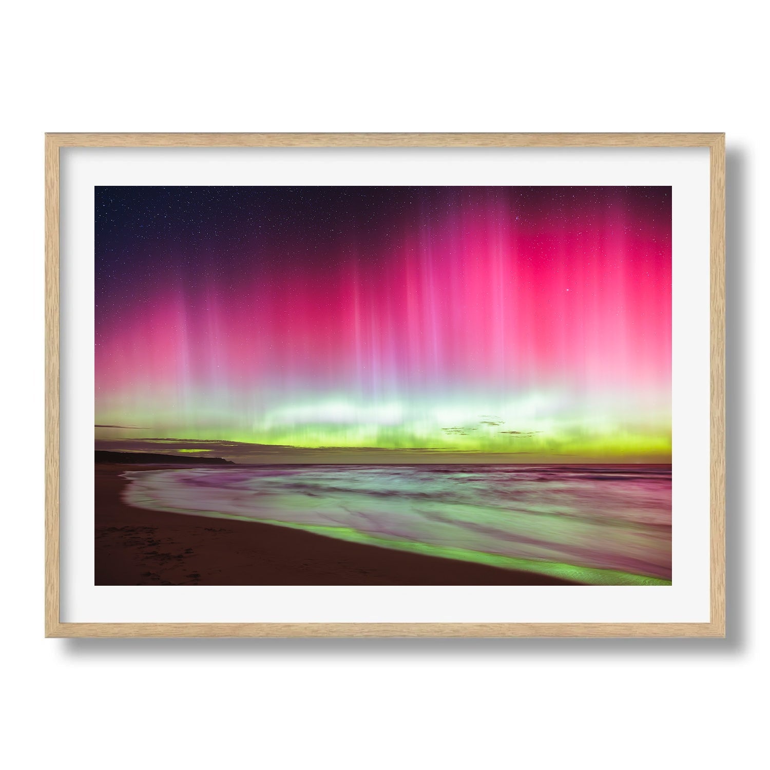 Aurora Australis on Mornington Peninsula beach - Peter Yan Studio Framed Photo Print Wall Art