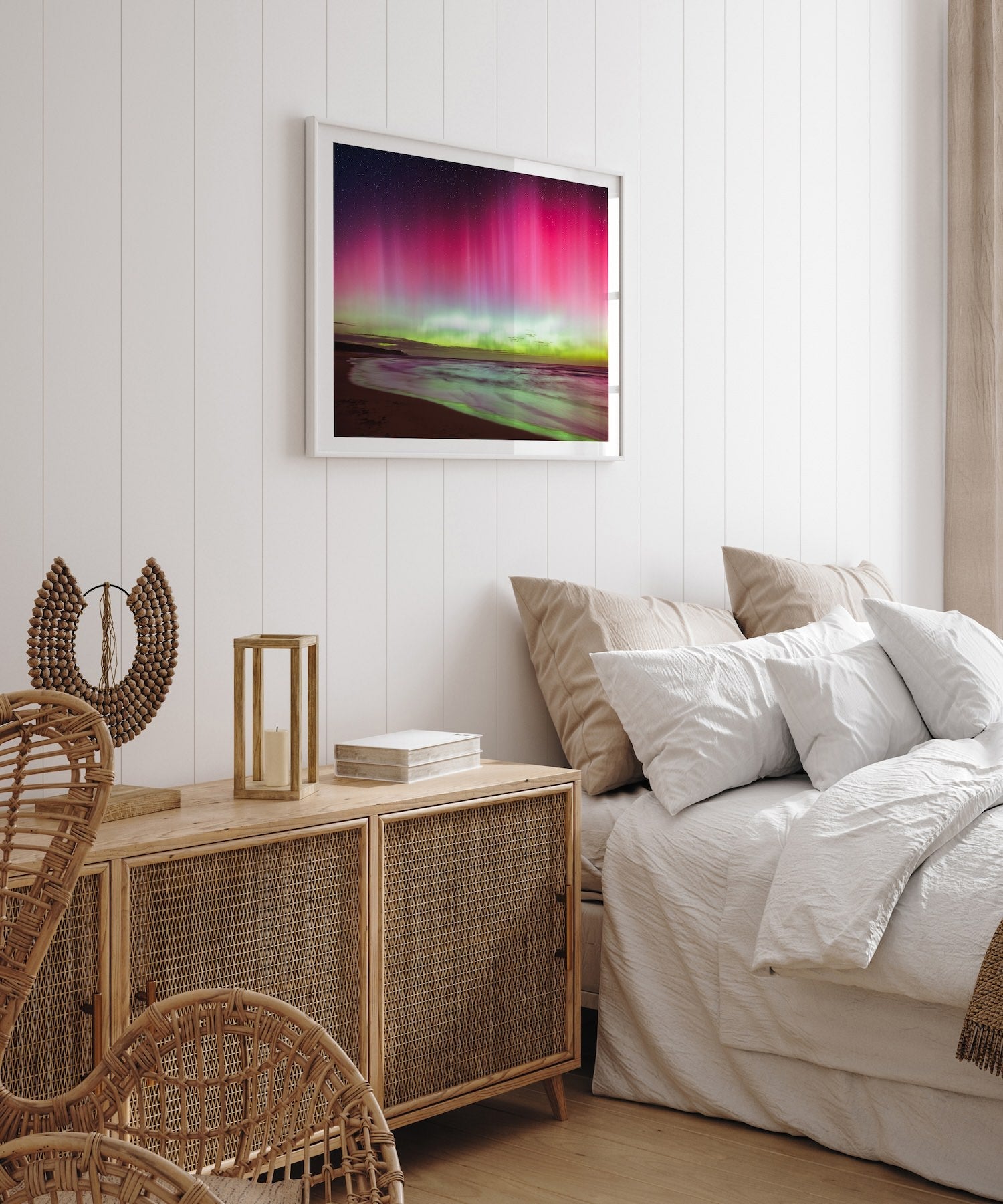 Aurora Australis on Mornington Peninsula beach - Peter Yan Studio Framed Photo Print Wall Art