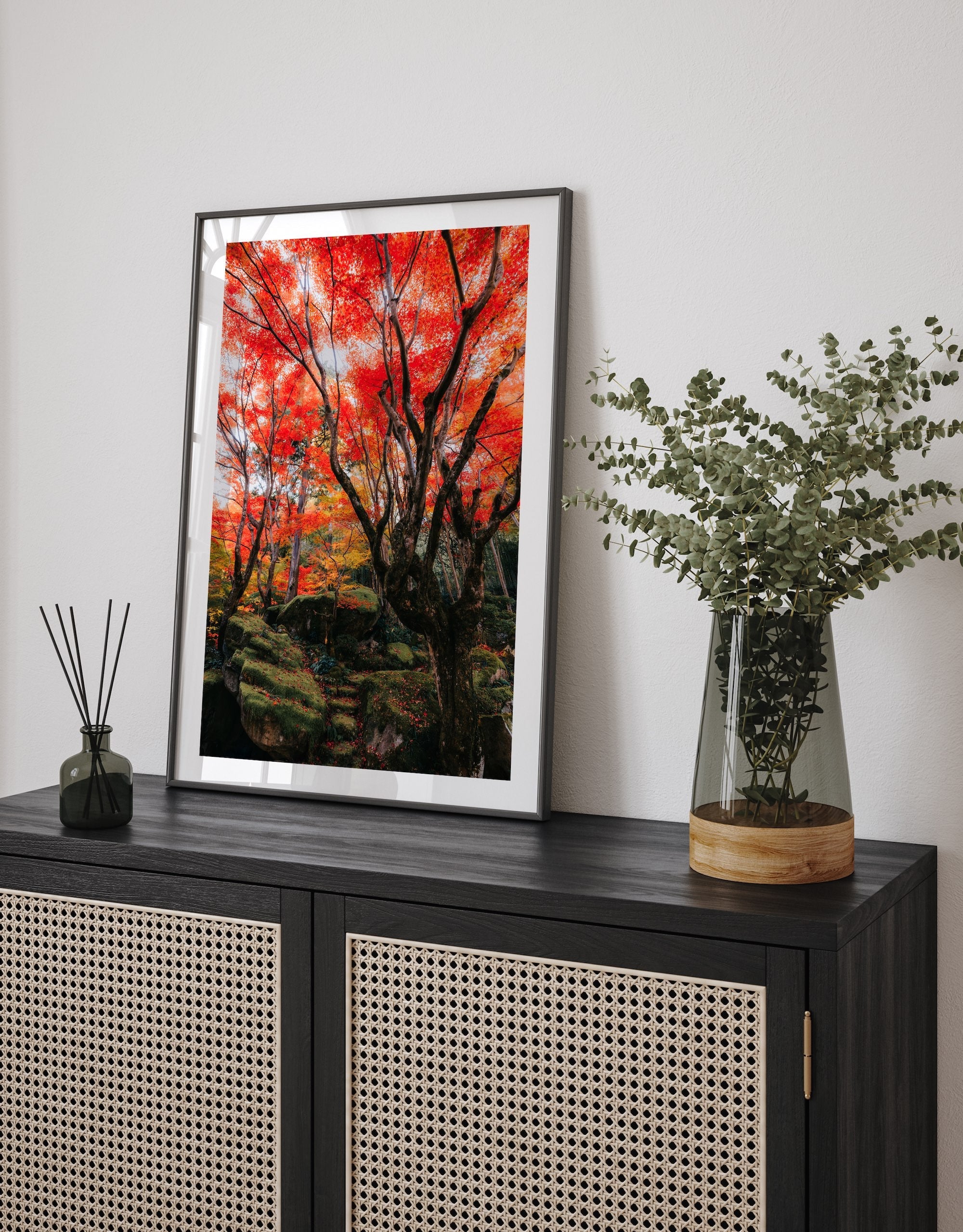 Autumn’s Red Glow in a Japanese Garden IV - Peter Yan Studio Framed Photo Print Wall Art