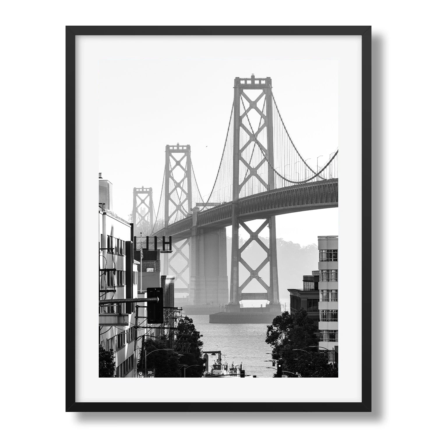 Bay Bridge in Black and White - Peter Yan Studio Framed Photo Print Wall Art