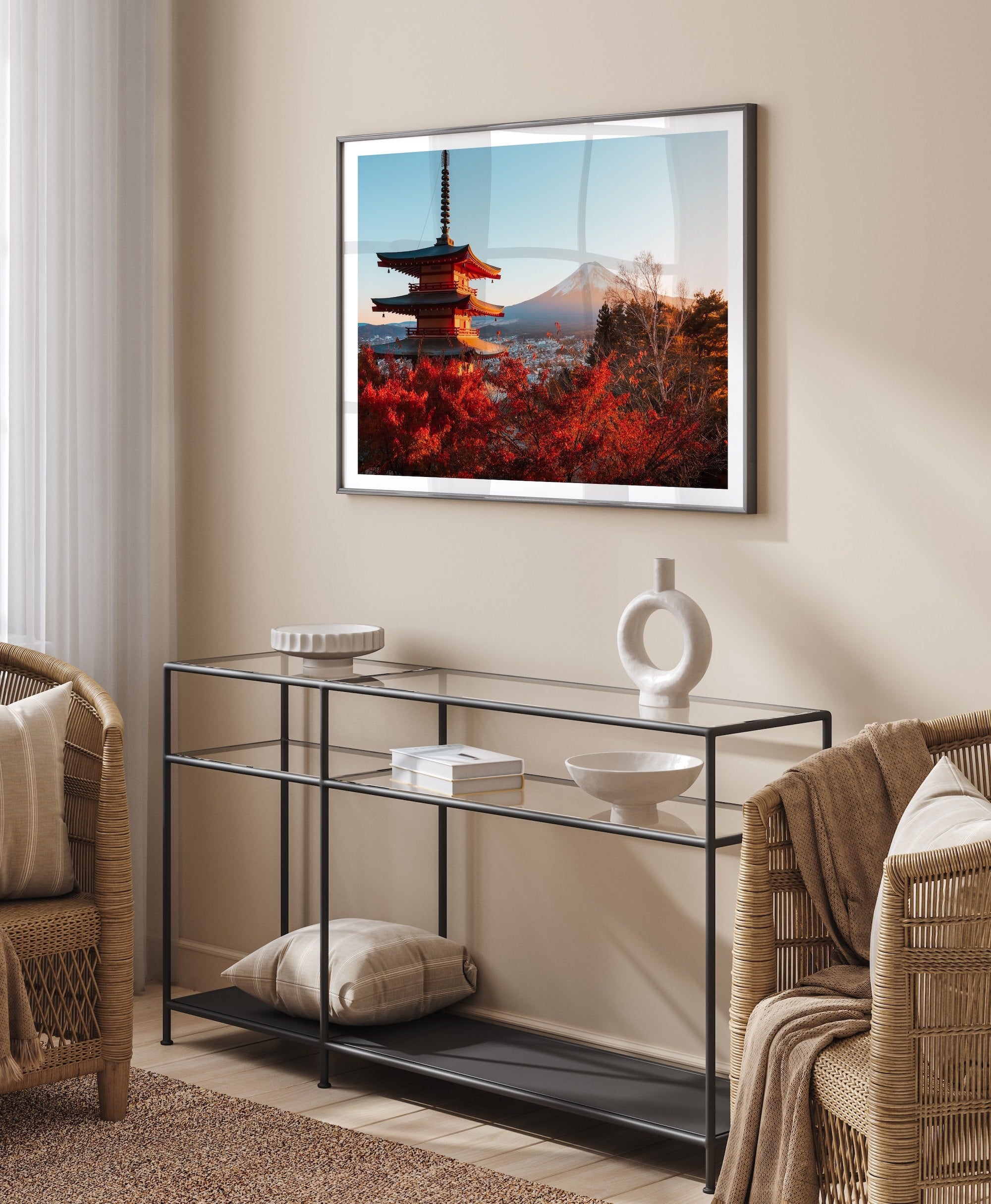 Chureito Pagoda and Mount Fuji in Autumn Glow II - Peter Yan Studio Framed Photo Print Wall Art