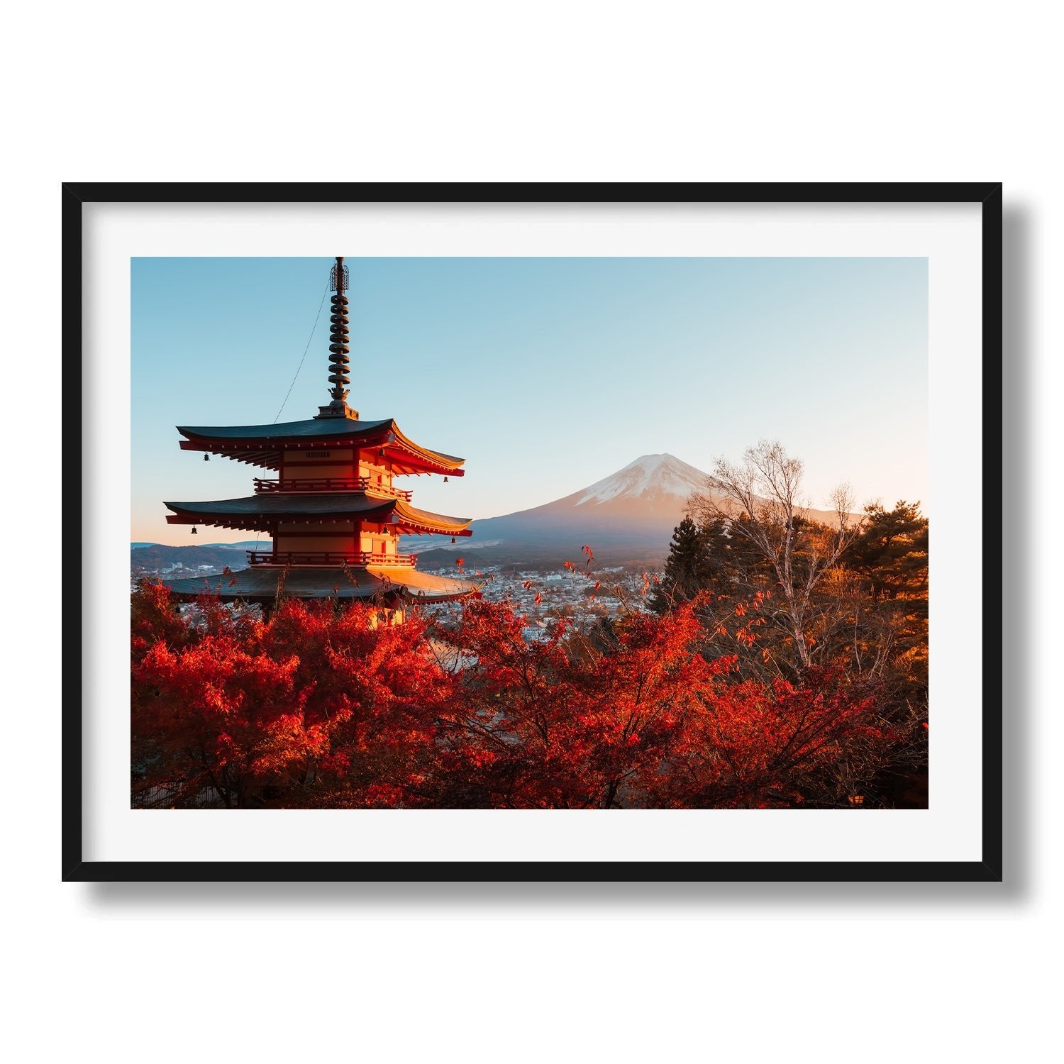 Chureito Pagoda and Mount Fuji in Autumn Glow II - Peter Yan Studio Framed Photo Print Wall Art