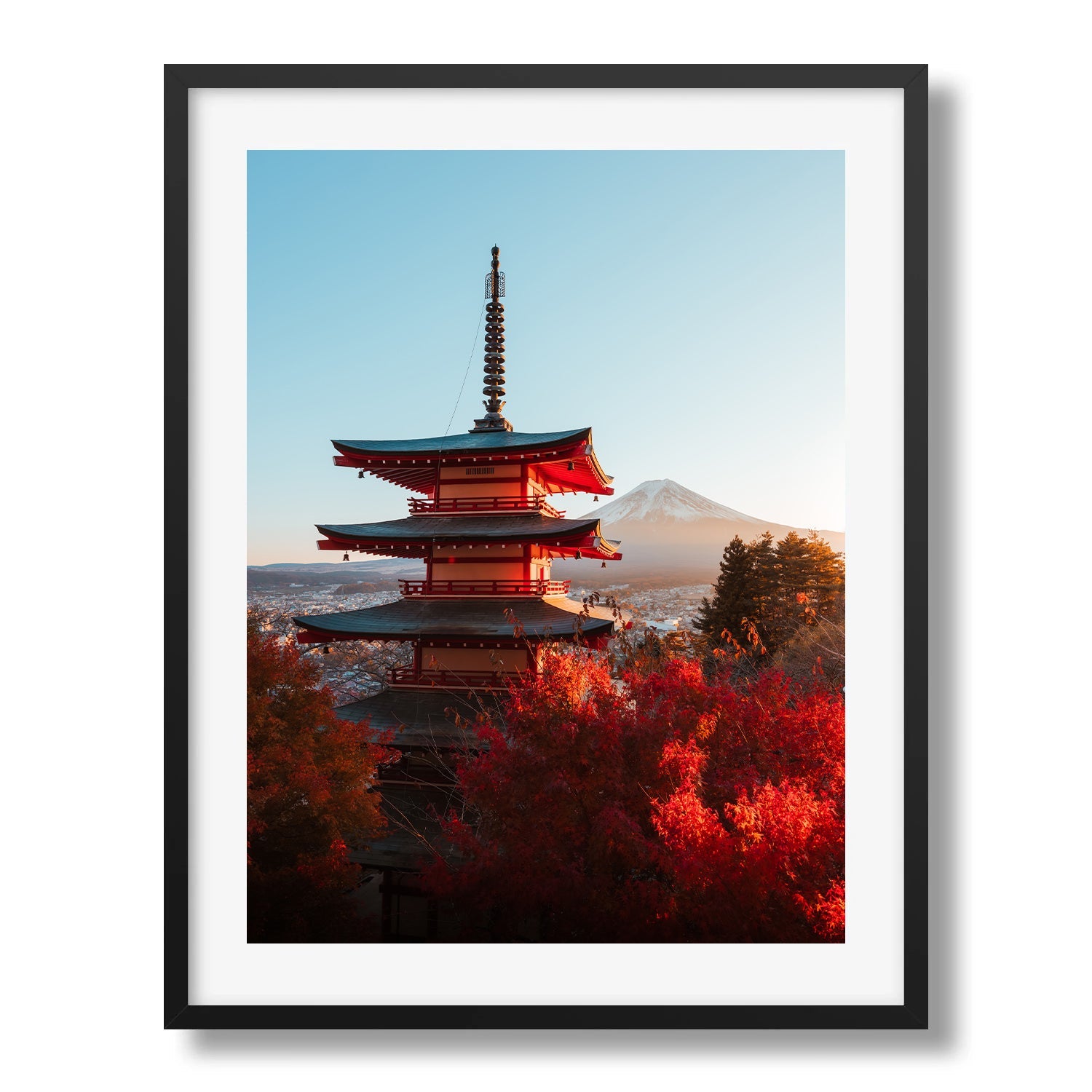 Chureito Pagoda and Mount Fuji in Autumn Glow - Peter Yan Studio Framed Photo Print Wall Art