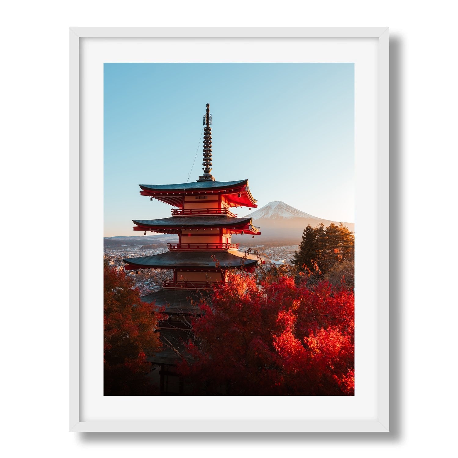 Chureito Pagoda and Mount Fuji in Autumn Glow - Peter Yan Studio Framed Photo Print Wall Art