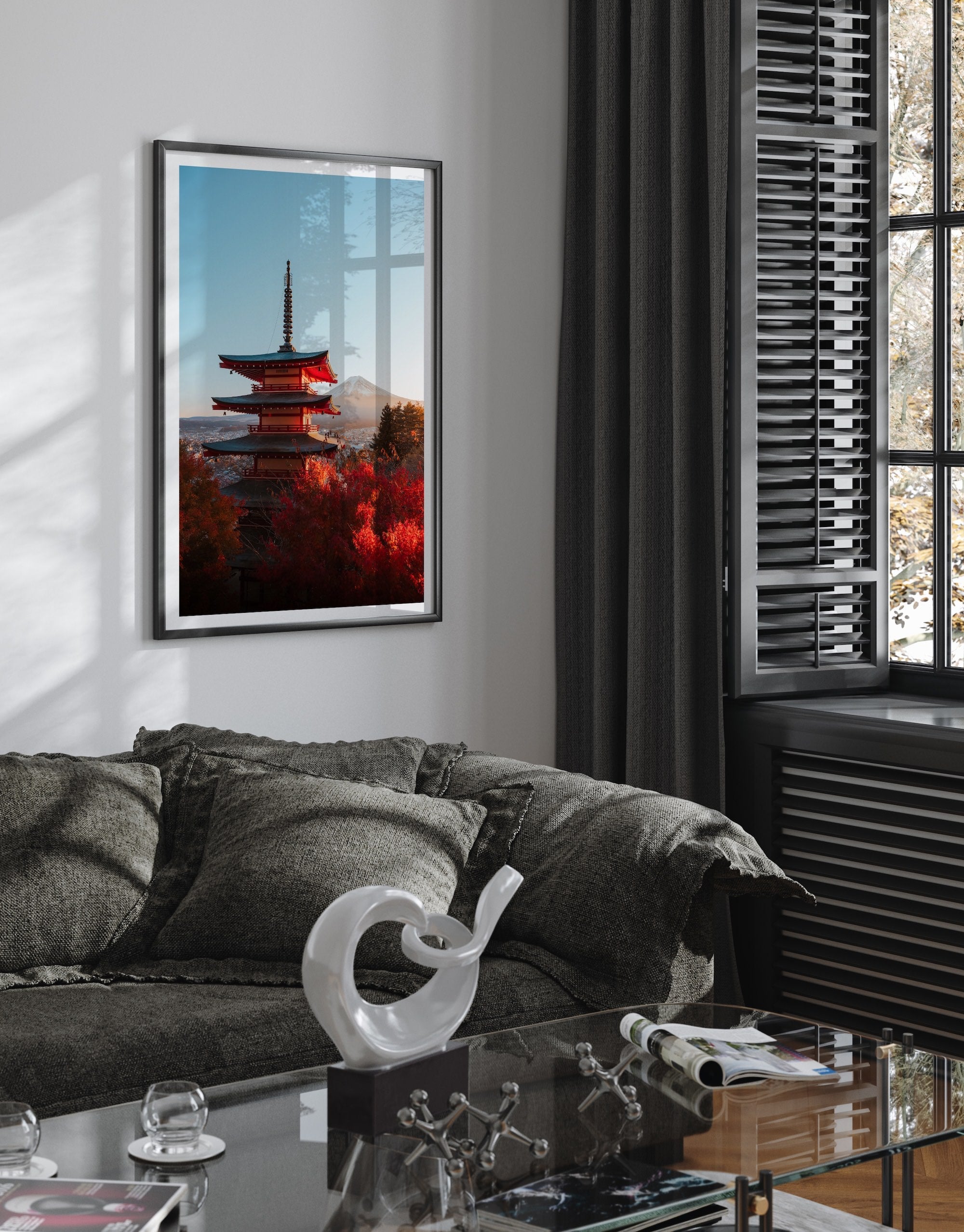 Chureito Pagoda and Mount Fuji in Autumn Glow - Peter Yan Studio Framed Photo Print Wall Art