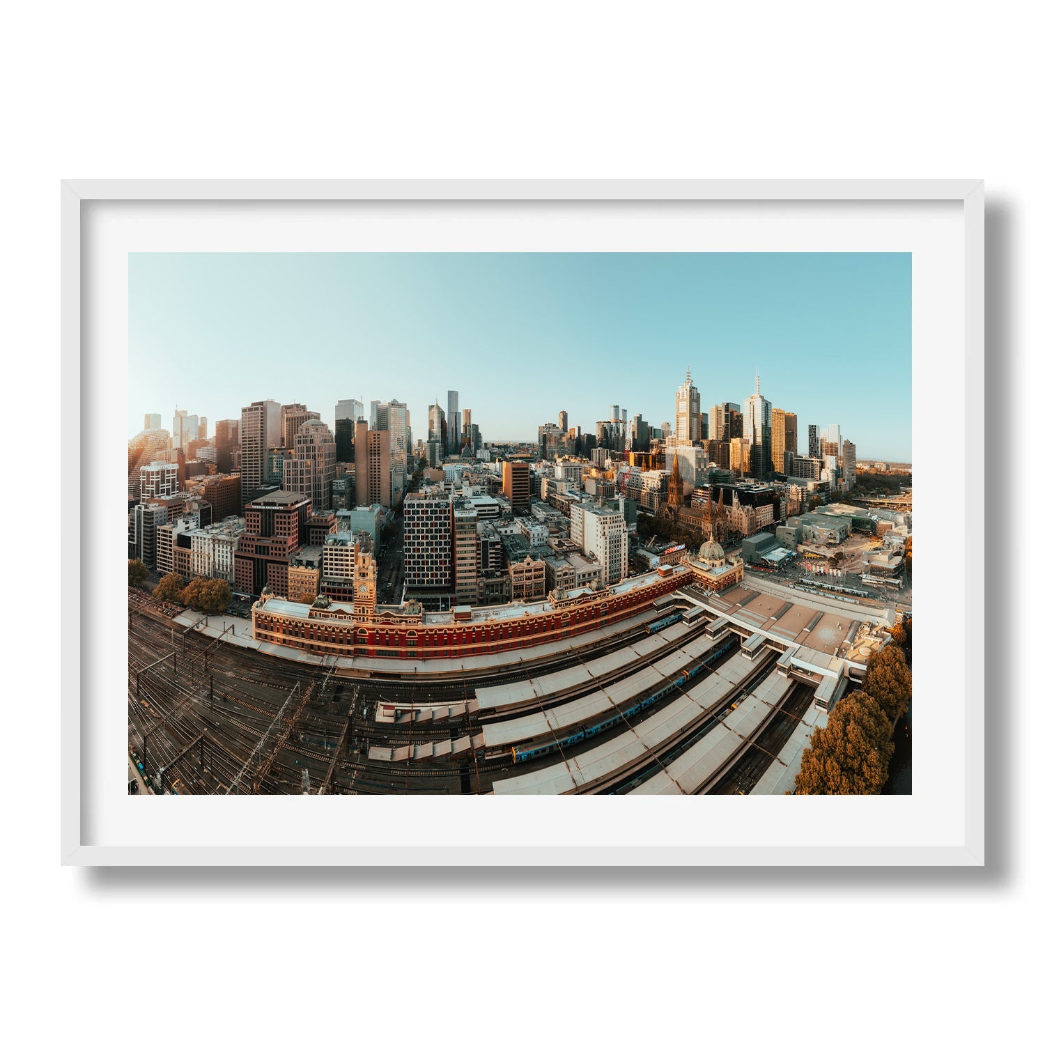 Golden Hour Over Flinders Street Station and Melbourne's Skyline - Peter Yan Studio Framed Photo Print Wall Art