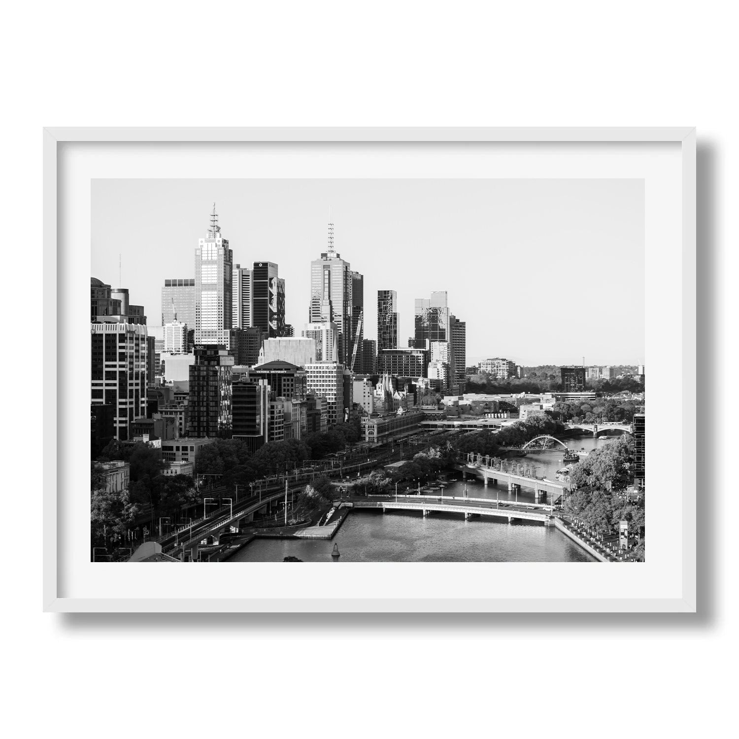 Melbourne in Monochrome: A Timeless Skyline II - Peter Yan Studio Framed Photo Print Wall Art