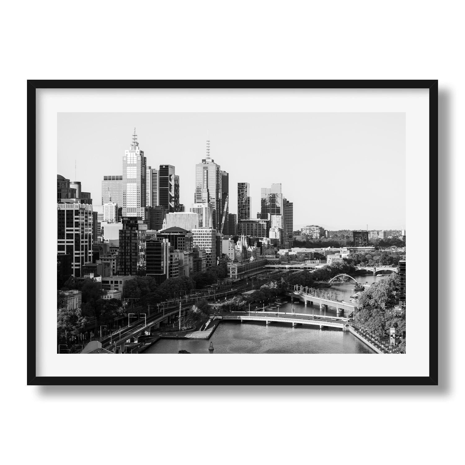 Melbourne in Monochrome: A Timeless Skyline II - Peter Yan Studio Framed Photo Print Wall Art