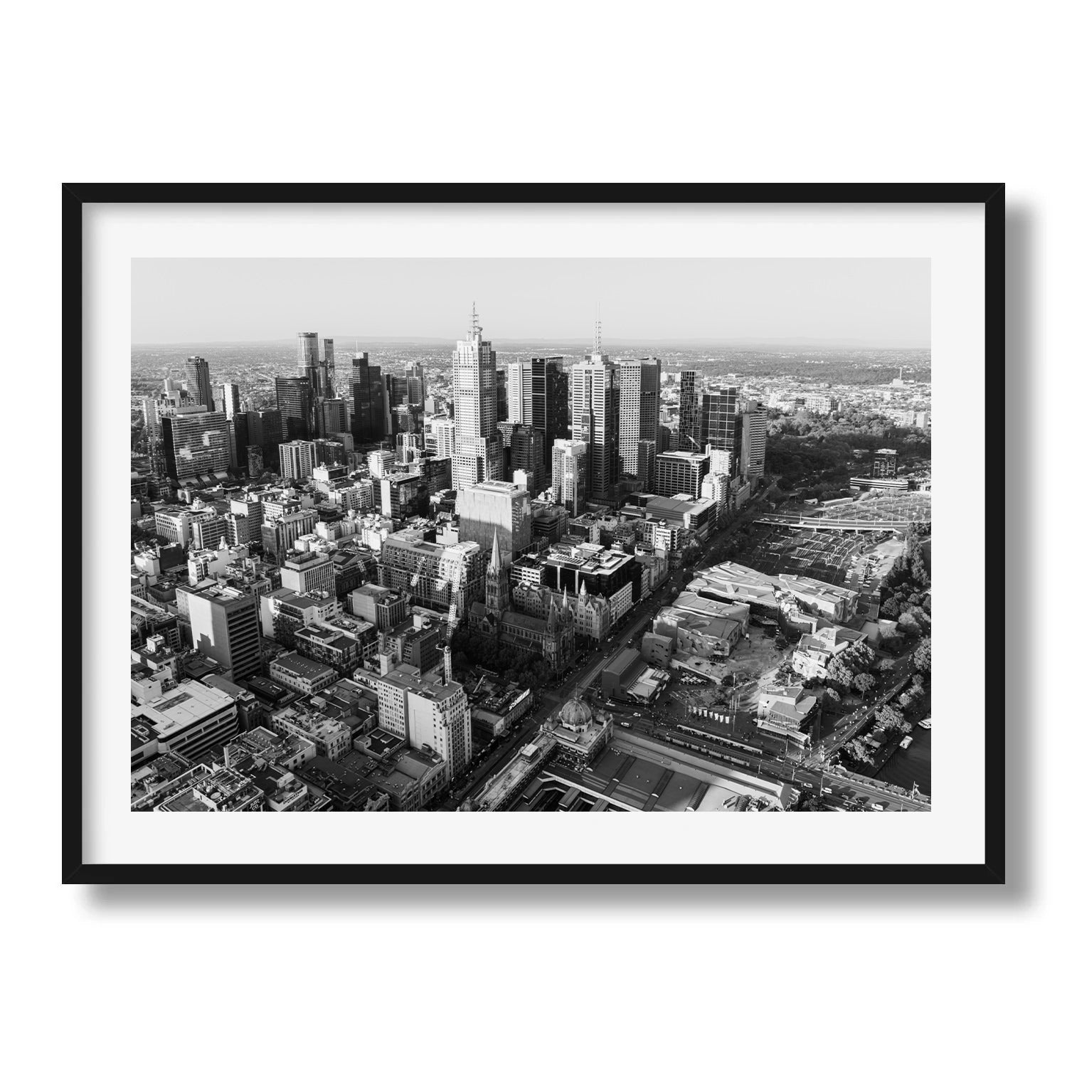 Melbourne in Monochrome: A Timeless Skyline III - Peter Yan Studio Framed Photo Print Wall Art