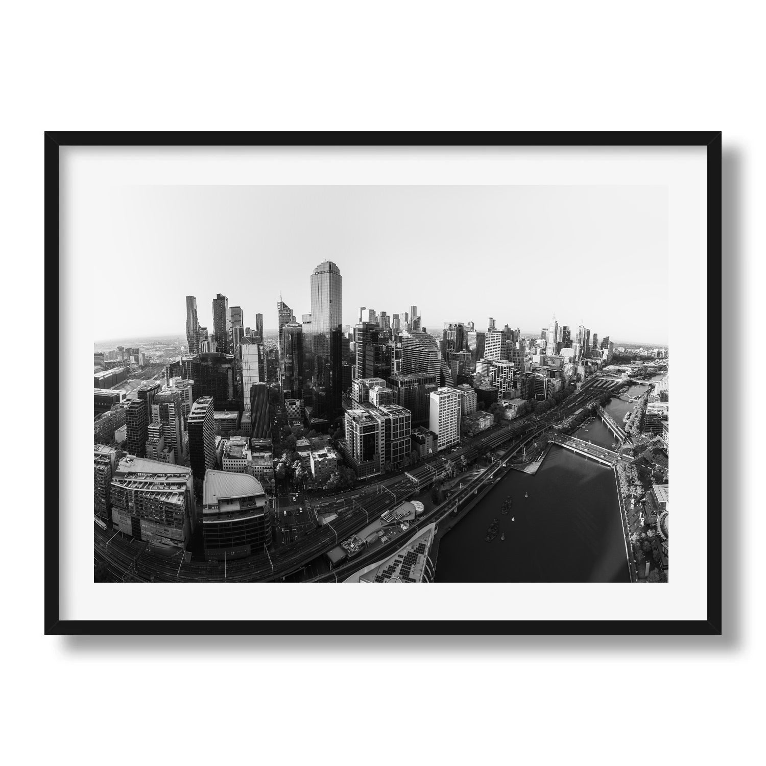 Melbourne in Monochrome: A Timeless Skyline - Peter Yan Studio Framed Photo Print Wall Art