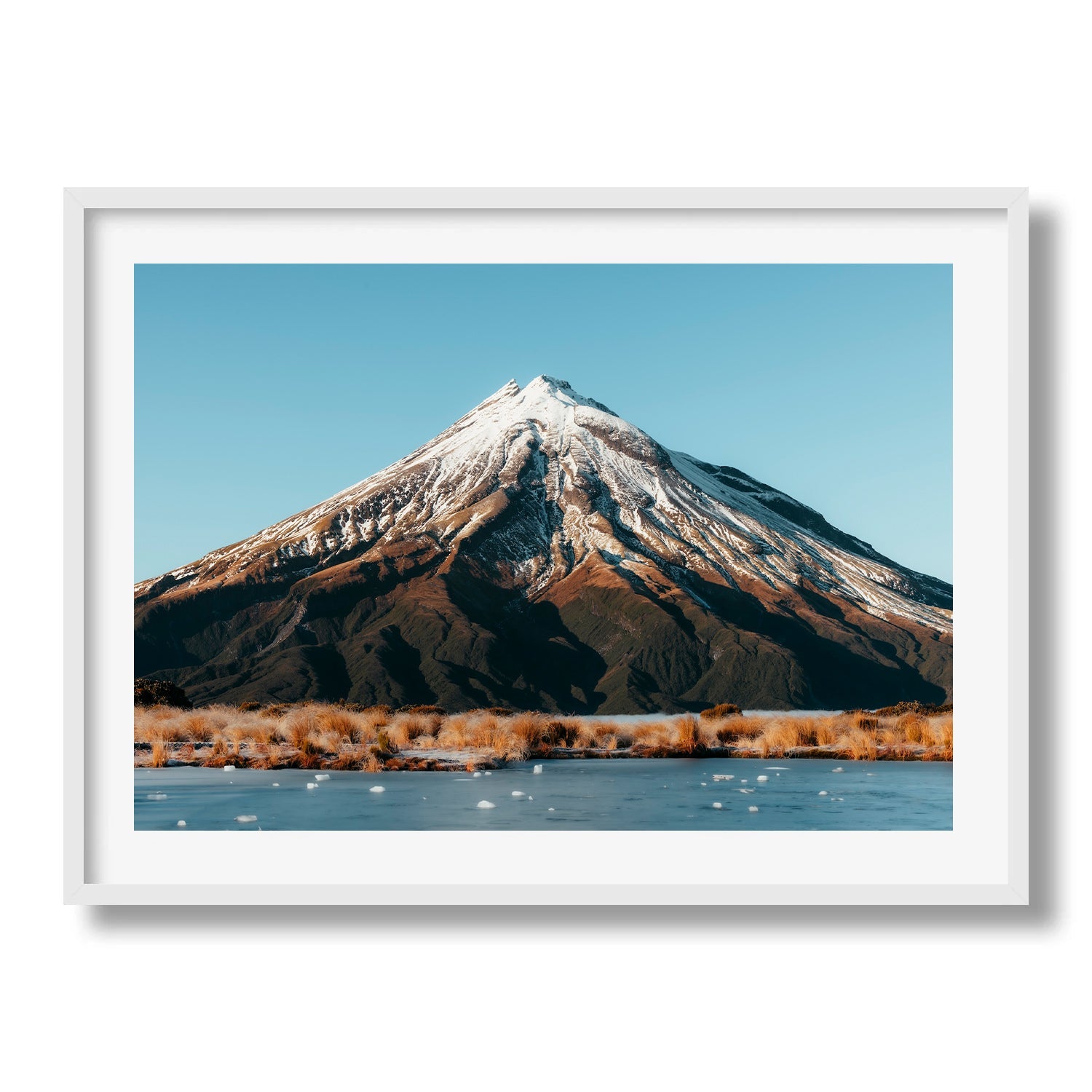 Mt Taranaki frozen lake - Peter Yan Studio Framed Photo Print Wall Art