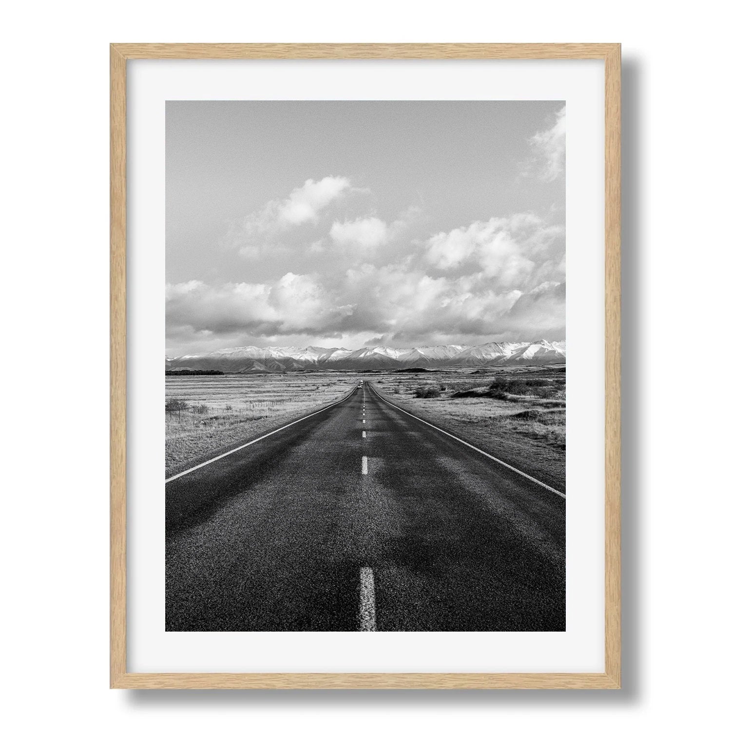 Road to the snowy mountains in black and white - Peter Yan Studio Framed Photo Print Wall Art