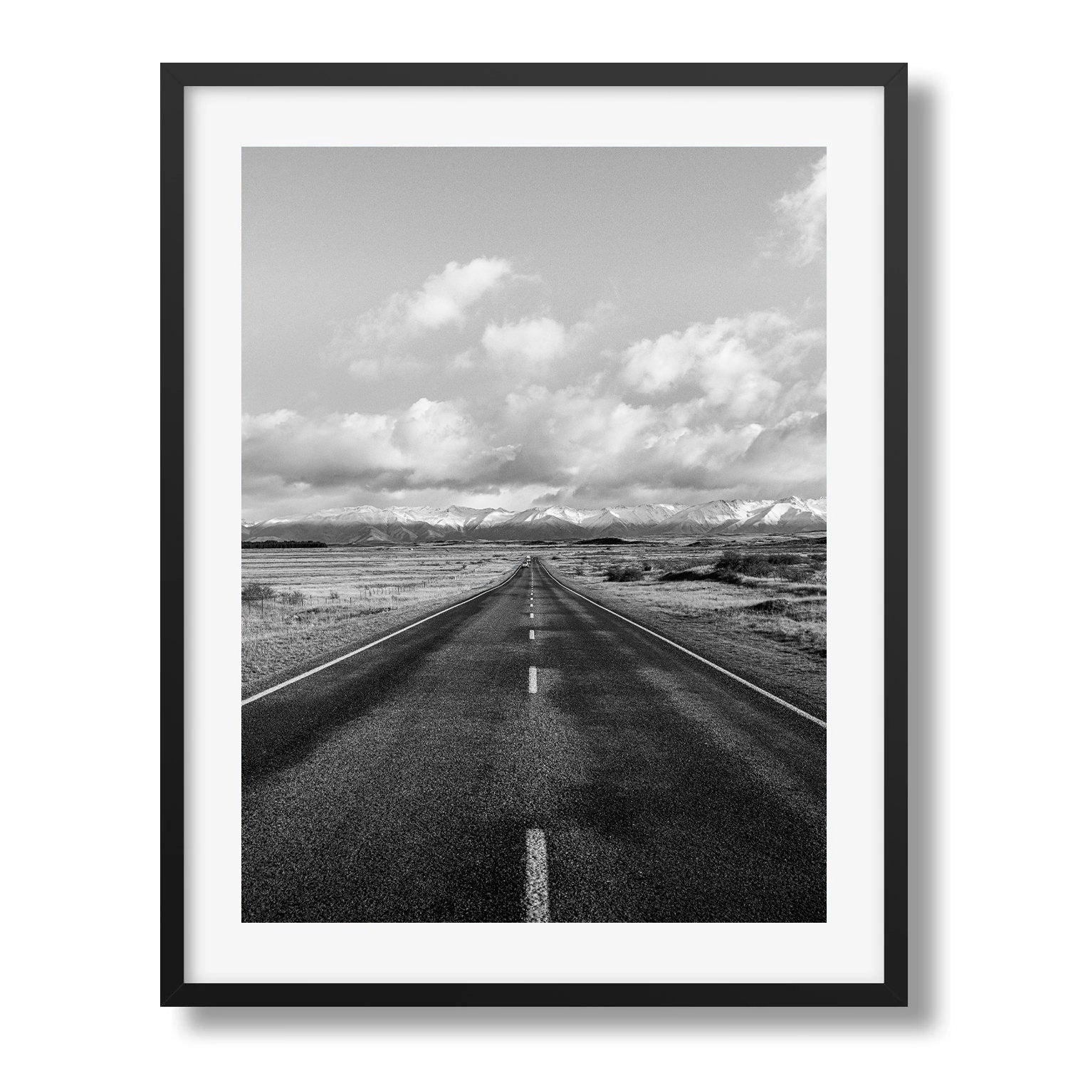 Road to the snowy mountains in black and white - Peter Yan Studio Framed Photo Print Wall Art