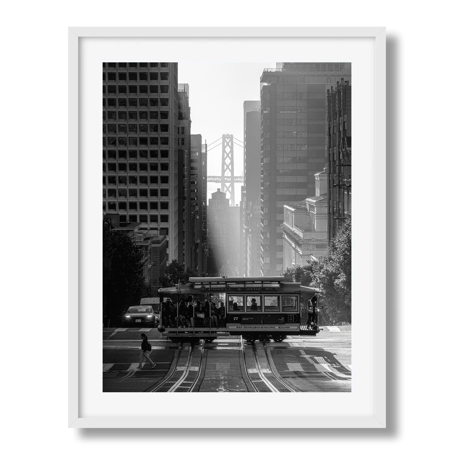 San Francisco Cable Car in Black and White - Peter Yan Studio Framed Photo Print Wall Art