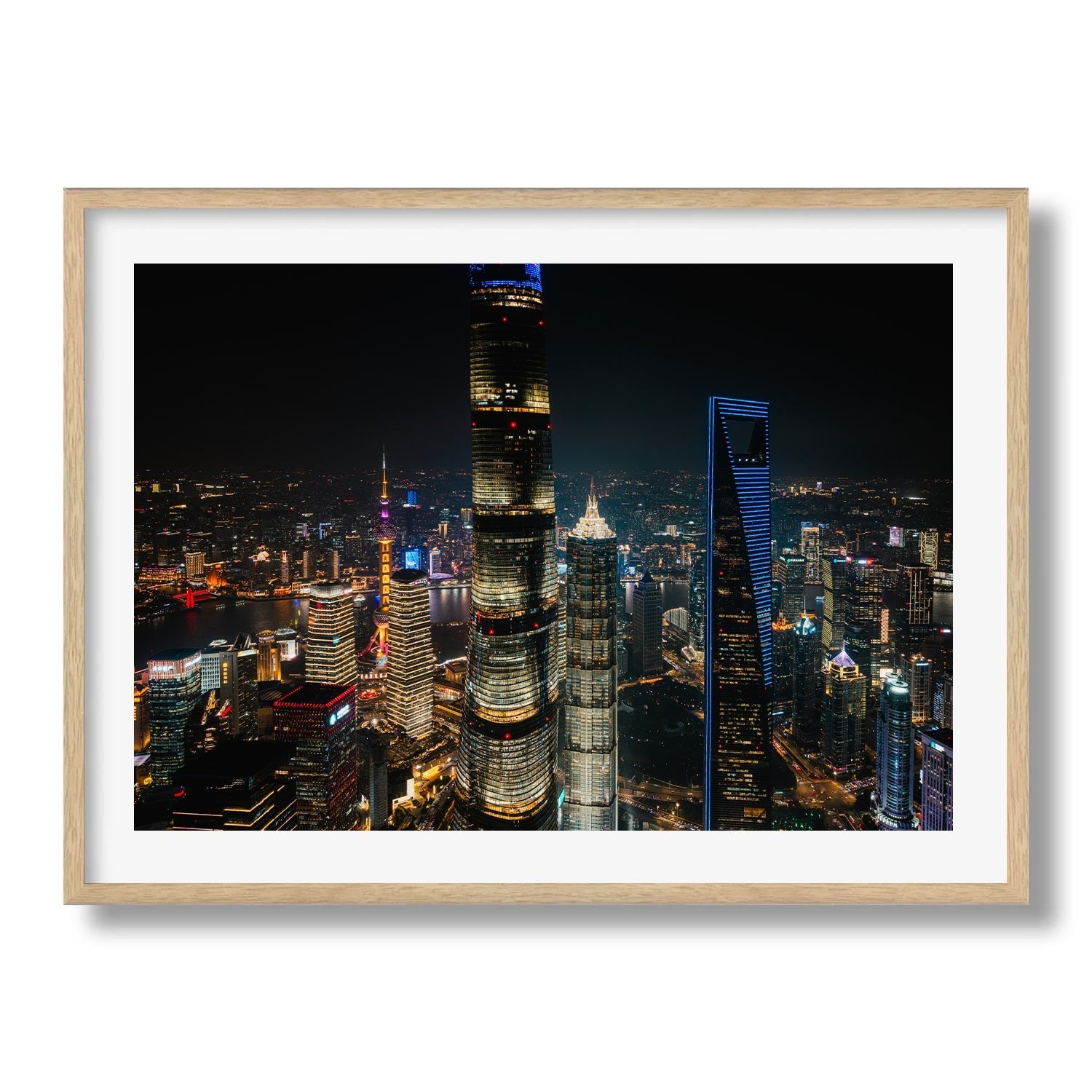 Shanghai Illuminated: A Night View from Above II - Peter Yan Studio Framed Photo Print Wall Art