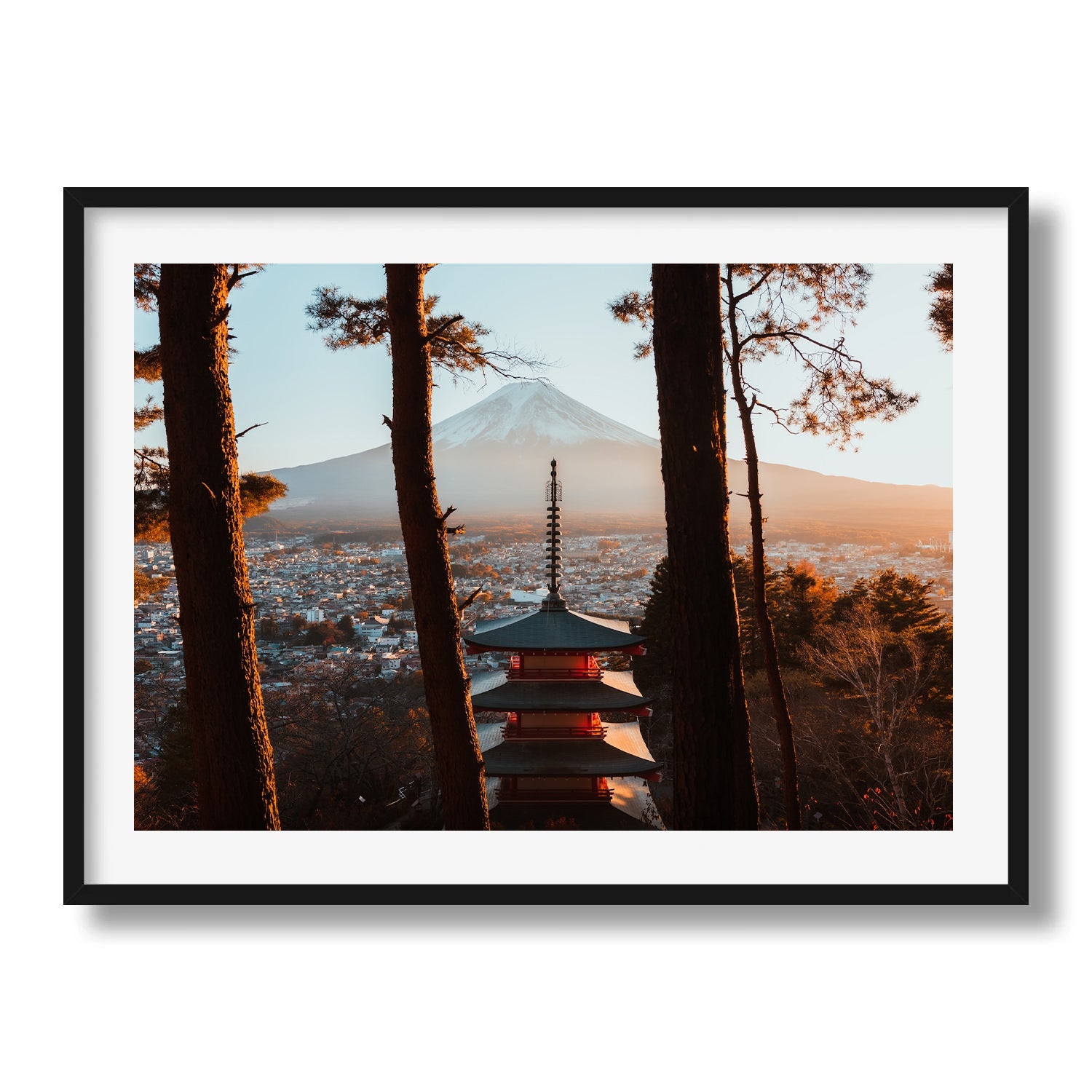 Sunset Serenity - Pagoda and Mount Fuji II - Peter Yan Studio Framed Photo Print Wall Art