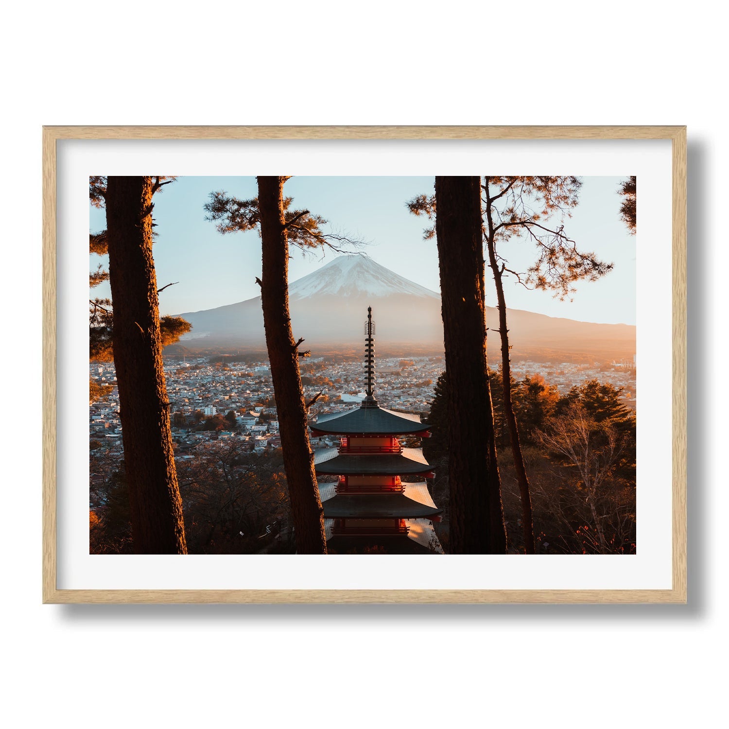 Sunset Serenity - Pagoda and Mount Fuji II - Peter Yan Studio Framed Photo Print Wall Art