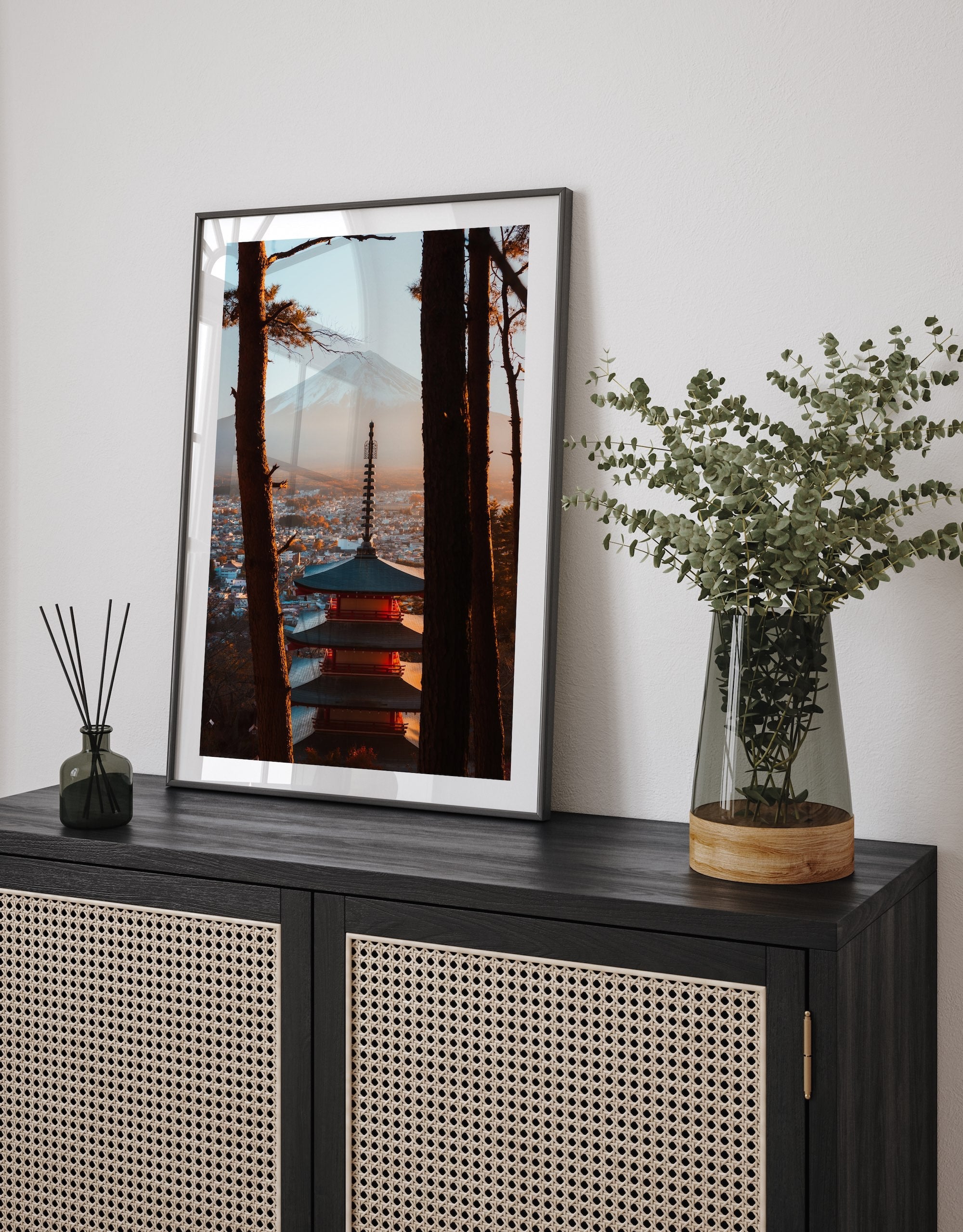 Sunset Serenity - Pagoda and Mount Fuji - Peter Yan Studio Framed Photo Print Wall Art