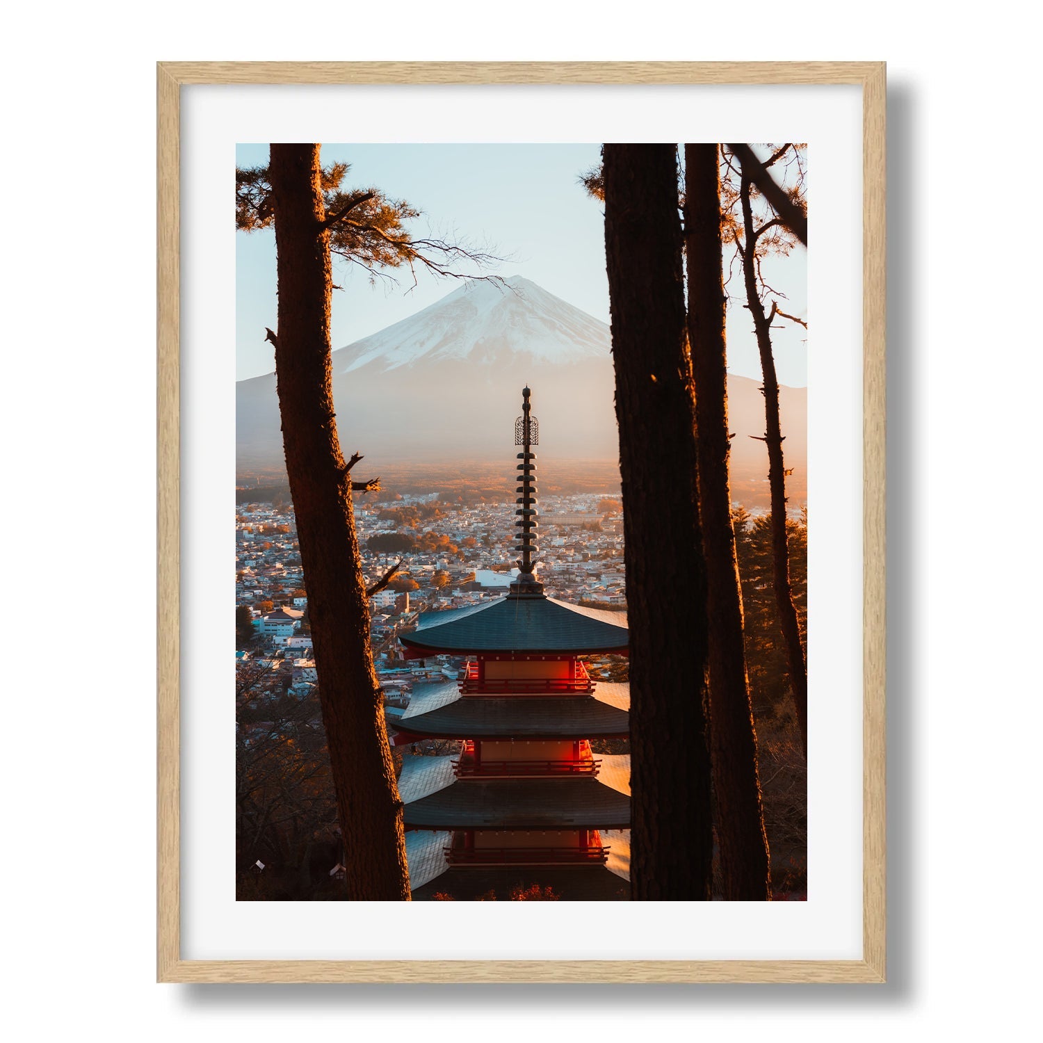 Sunset Serenity - Pagoda and Mount Fuji - Peter Yan Studio Framed Photo Print Wall Art