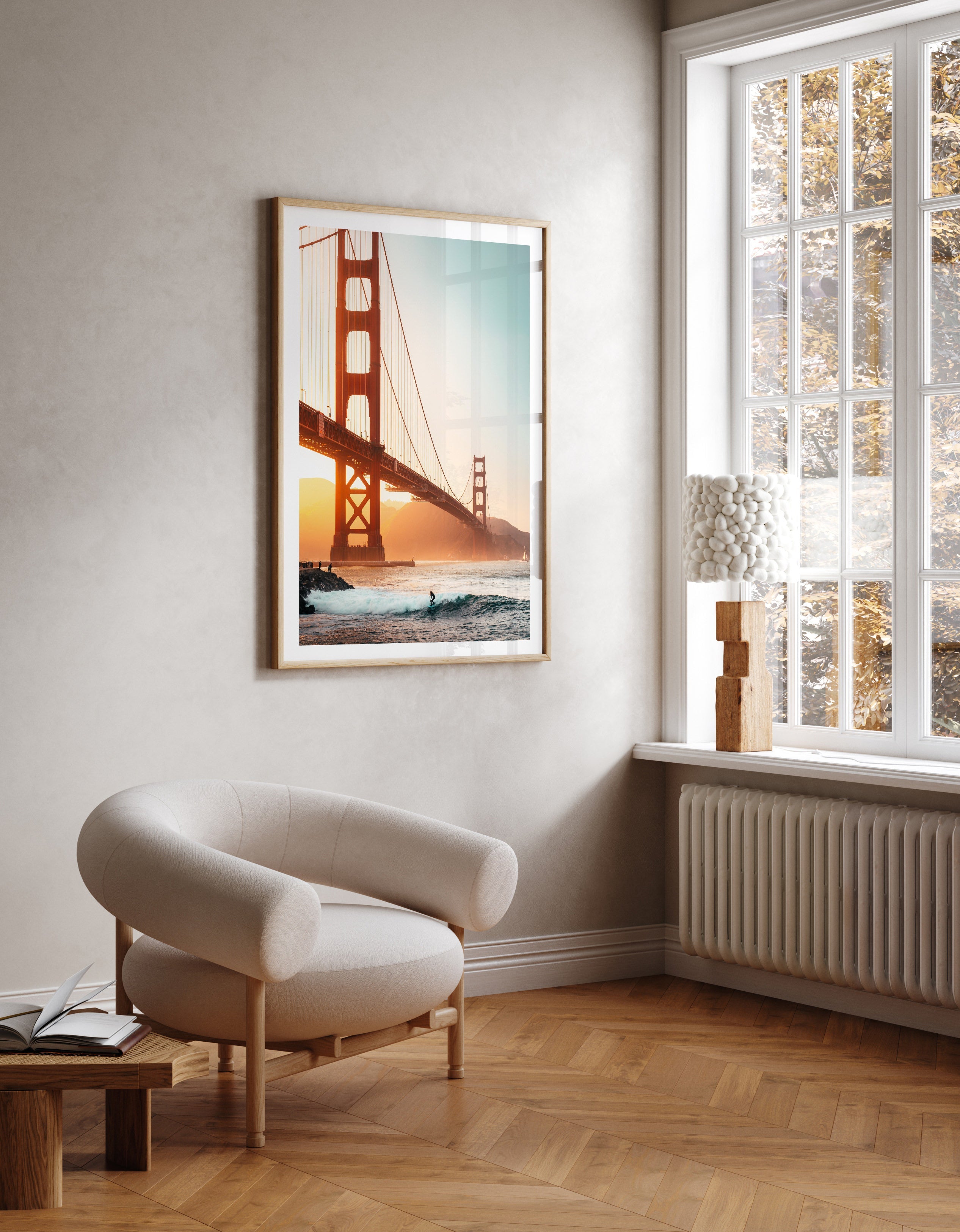 Surfing Under The Golden Gate - Peter Yan Studio Framed Photo Print Wall Art