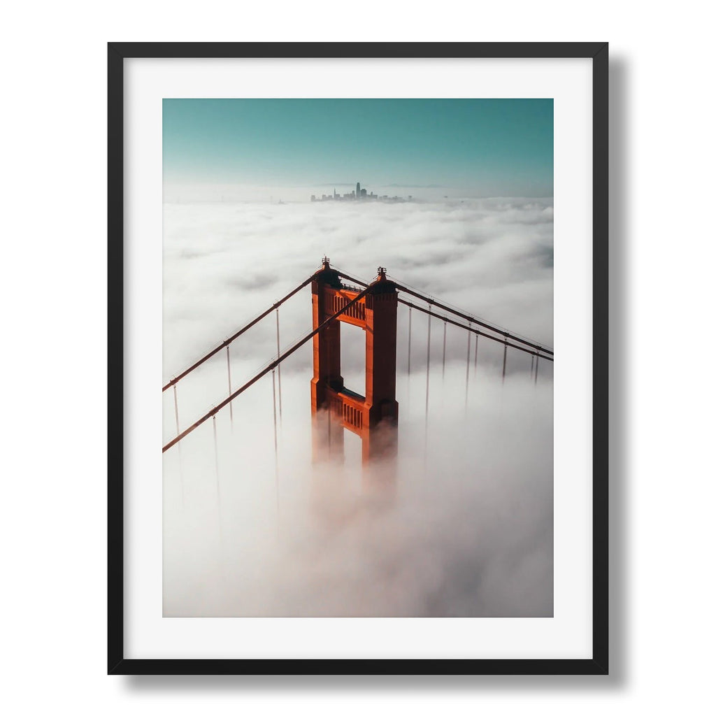Poster - San Francisco II Bridge size 40x60, finish White frame with  passe-partout