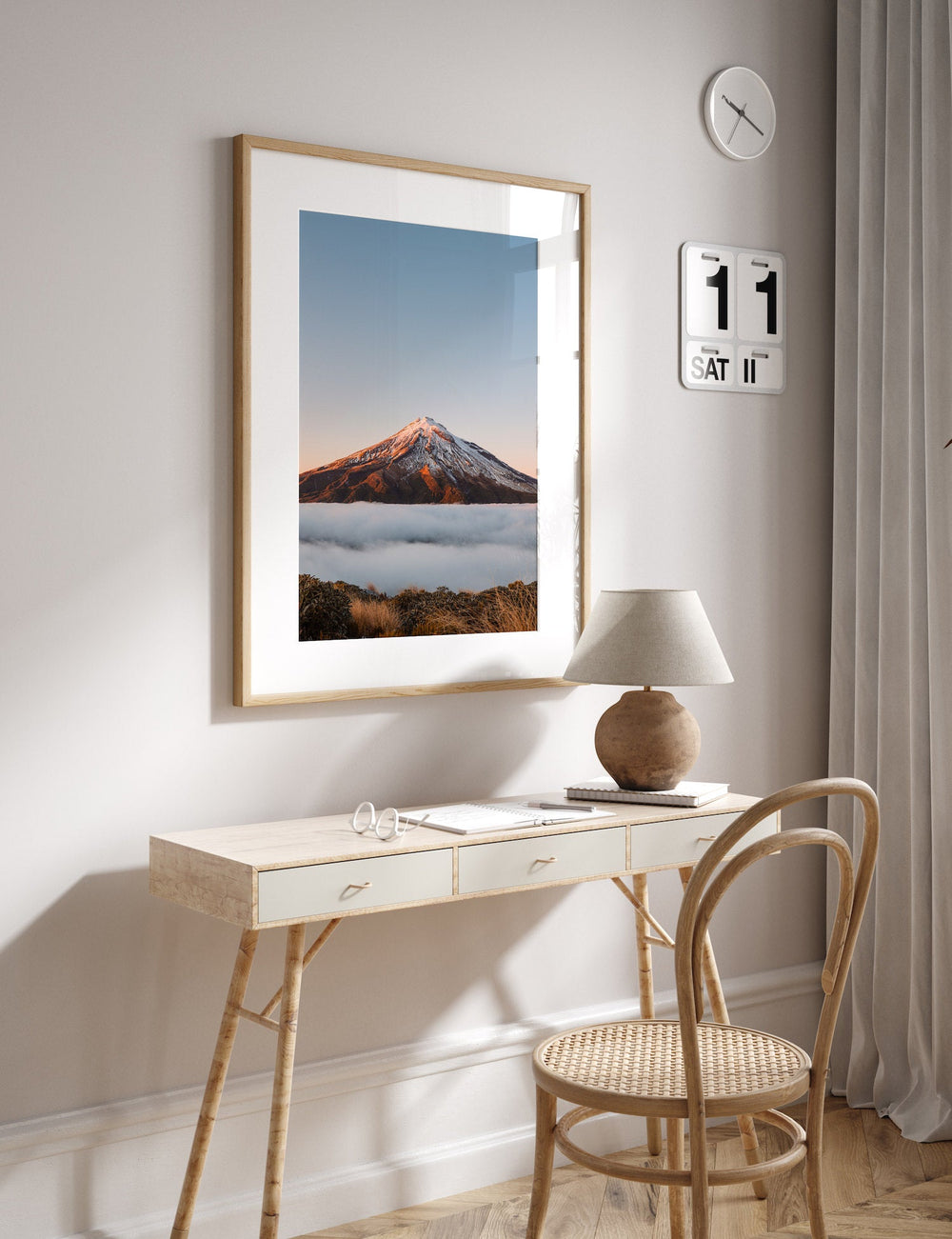 Mt Taranaki Framed Print | New Zealand Landscape Wall Art Print