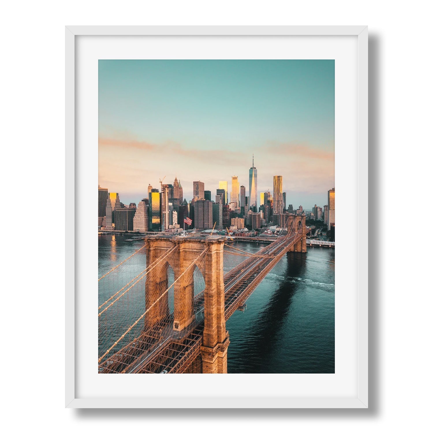 New York | sunrise Framed Brooklyn City Bridge print Print photo