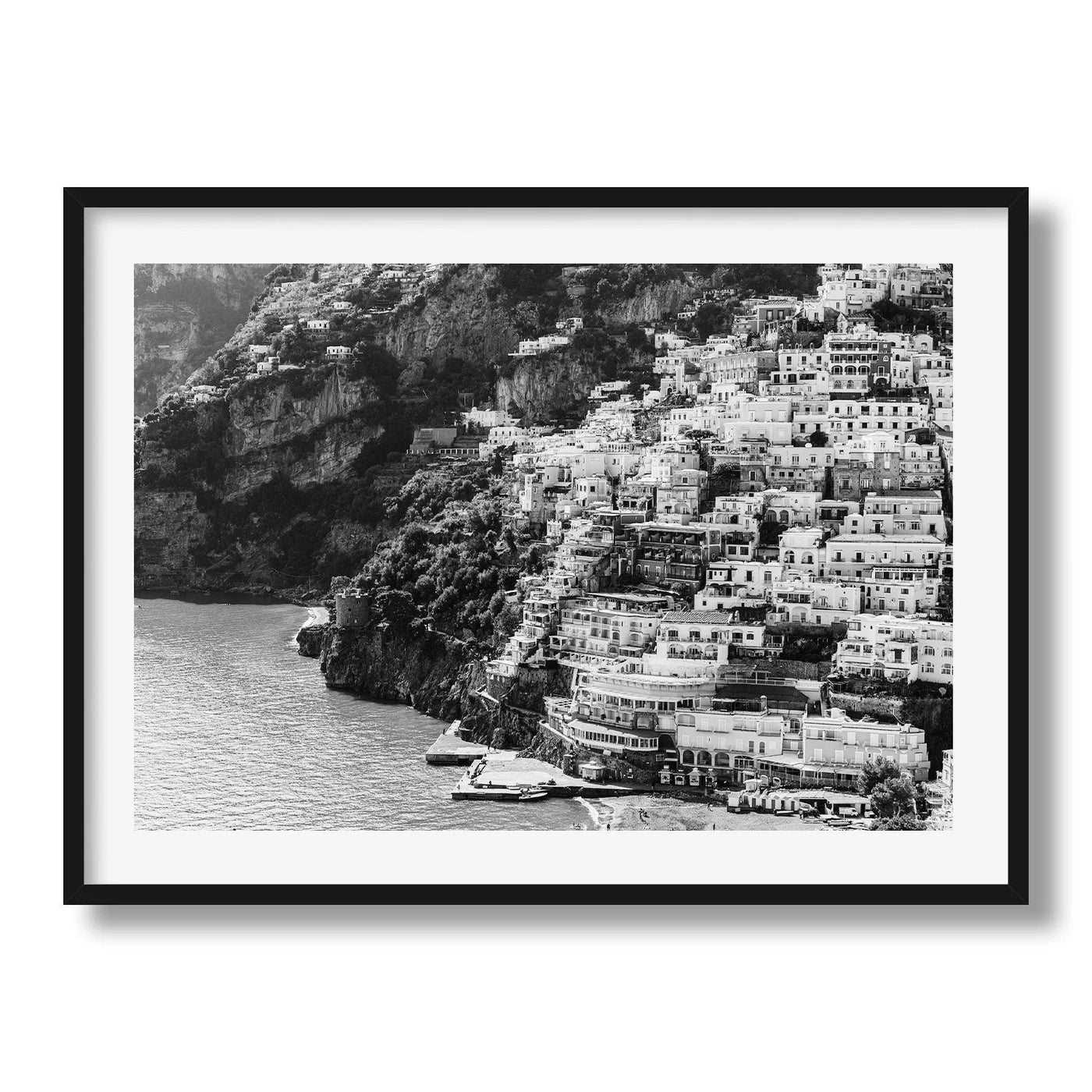 Positano Black And White Framed Print Amalfi Coast Italy Wall Art