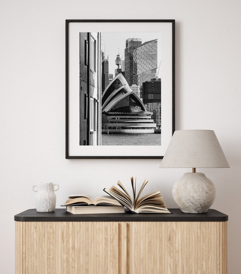 Sydney Opera House Framed Print | Black and White Wall Art